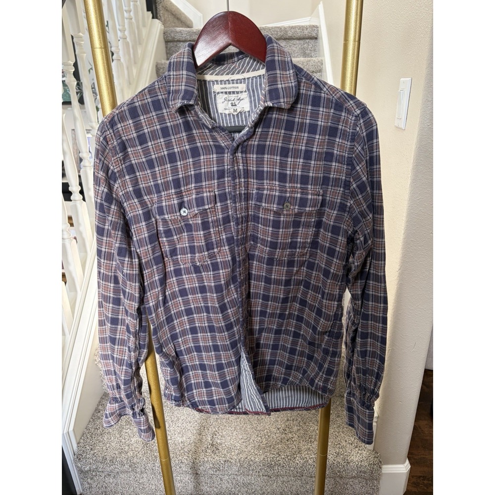 Gilded Age Cotton Plaid Flannel Button Up shirt Luxury Gorpcore Grunge Skater M